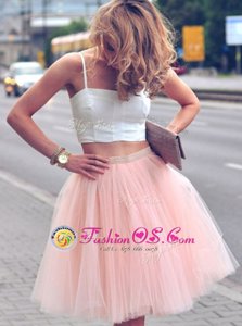 Deluxe Tulle Sleeveless Mini Length Homecoming Dress and Ruffles