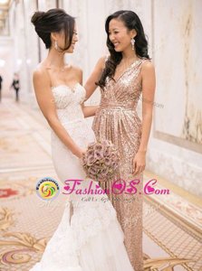 Attractive Sleeveless Zipper Floor Length Sequins Dress for Prom