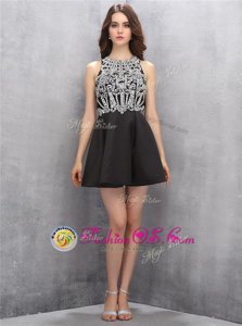 Modest Scoop Sleeveless Satin Homecoming Dress Beading Zipper