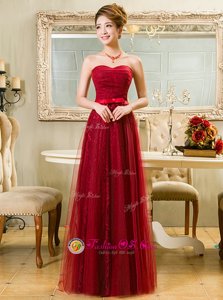 Luxury Lace Red Sweetheart Zipper Belt Prom Gown Sleeveless