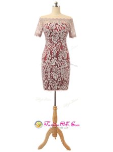 Fantastic Off The Shoulder Short Sleeves Lace Mother Of The Bride Dress Lace Zipper