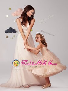 Straps Champagne Zipper Prom Party Dress Beading Sleeveless Floor Length