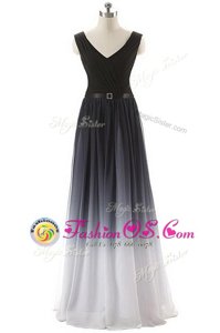 Black Sleeveless Chiffon Lace Up Prom Dresses for Prom