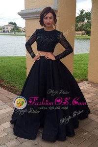 Classical Scoop Chiffon Long Sleeves Floor Length Mother Of The Bride Dress and Sequins