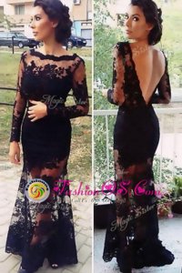 Stunning Scalloped Long Sleeves Lace Backless Mother Of The Bride Dress