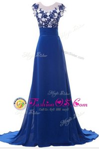 Top Selling Scoop Sleeveless Chiffon Beading and Appliques Brush Train Zipper