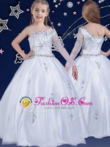 Sleeveless Beading Zipper Flower Girl Dress