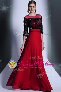 Scoop 3|4 Length Sleeve Beading and Appliques Clasp Handle Prom Party Dress