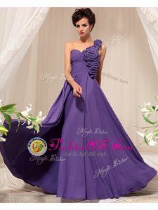 Exquisite One Shoulder Floor Length Column/Sheath Sleeveless Purple Evening Dress Side Zipper