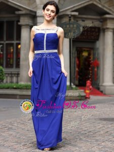 Wonderful Empire Prom Gown Royal Blue Square Chiffon Sleeveless Floor Length Zipper