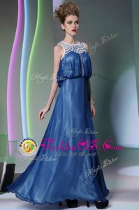 Elegant Scoop Sleeveless Zipper Floor Length Beading Prom Dresses