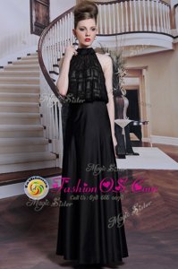 Stunning Sleeveless Floor Length Beading Zipper Prom Evening Gown with Black