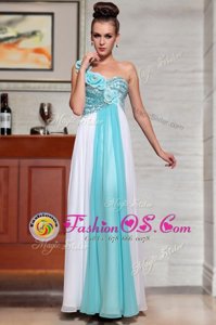Sleeveless Side Zipper Ankle Length Beading and Sequins and Hand Made Flower Prom Dress