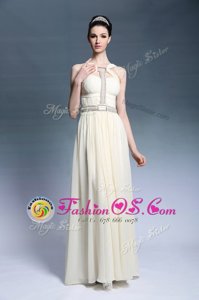 High Quality Light Yellow Side Zipper Strapless Beading and Ruching Homecoming Dresses Chiffon Sleeveless