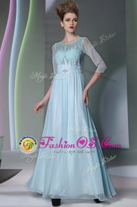Popular Scoop Half Sleeves Beading Zipper Mother Of The Bride Dress