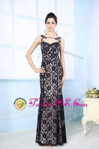 Scoop Chiffon Sleeveless Floor Length Prom Evening Gown and Lace