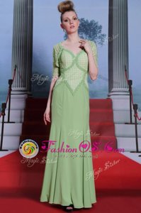 Spaghetti Straps Cap Sleeves Side Zipper Mother Of The Bride Dress Olive Green Chiffon