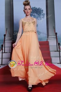 Customized Orange Homecoming Dress Prom and Party and For with Beading and Appliques High-neck Sleeveless Side Zipper