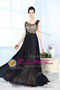 Adorable Chiffon Sleeveless Floor Length Prom Evening Gown and Beading