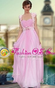 Floor Length Rose Pink Dress for Prom Sweetheart Sleeveless Zipper