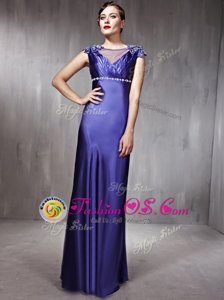 Hot Selling Purple Sleeveless Beading Floor Length Formal Evening Gowns