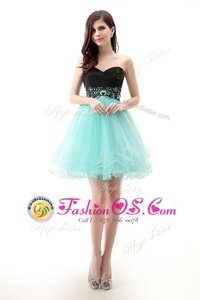 Ideal Blue And Black Dress for Prom Prom and Party and For with Lace Sweetheart Sleeveless Zipper