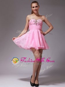 Superior Mini Length Pink Prom Dress Sweetheart Sleeveless Zipper