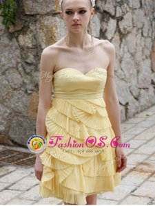 Sexy Yellow Sleeveless Chiffon Zipper Prom Dresses for Prom and Party