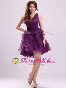 Discount Floor Length Zipper Homecoming Dress Purple and In for Prom and Party with Ruffles
