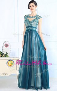 Perfect Teal Zipper Scoop Lace Mother Of The Bride Dress Chiffon Sleeveless