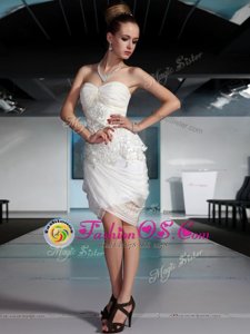 Beautiful Sweetheart Sleeveless Side Zipper Prom Gown White Chiffon
