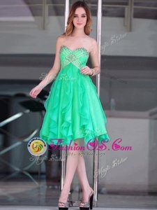 A-line Prom Dress Green Sweetheart Organza Sleeveless Floor Length Zipper