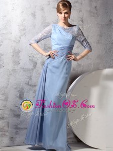 Scoop Half Sleeves Beading and Ruching Zipper Mother Of The Bride Dress