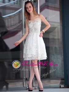 Sophisticated White Sleeveless Organza Zipper for Prom and Party