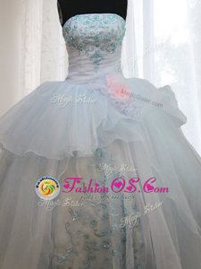Glittering Sleeveless Appliques and Hand Made Flower Lace Up 15 Quinceanera Dress