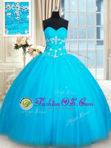 Traditional Baby Blue Sweet 16 Dresses Military Ball and Sweet 16 and Quinceanera and For with Beading Sweetheart Sleeveless Lace Up