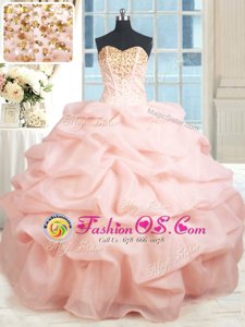 Best Sleeveless Lace Up Floor Length Beading and Embroidery and Pick Ups Vestidos de Quinceanera
