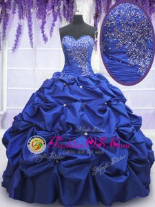 Royal Blue Sleeveless Floor Length Beading and Pick Ups Lace Up Quinceanera Dress