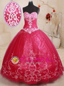 Sleeveless Lace Up Floor Length Beading and Appliques and Embroidery Quince Ball Gowns