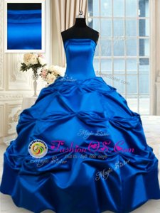 New Arrival Pick Ups Ball Gowns Quinceanera Gown Royal Blue Strapless Taffeta Sleeveless Floor Length Lace Up