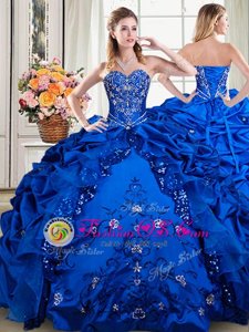 Royal Blue Sleeveless Floor Length Beading and Embroidery and Pick Ups Lace Up Sweet 16 Quinceanera Dress