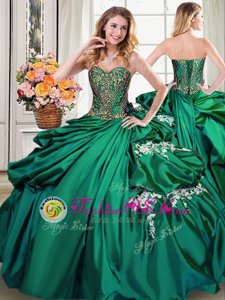 Sweetheart Sleeveless Taffeta Quinceanera Gowns Beading and Appliques and Pick Ups Lace Up