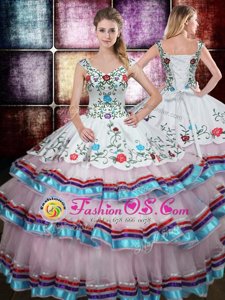 Decent Straps Multi-color Sleeveless Beading and Embroidery Floor Length Vestidos de Quinceanera