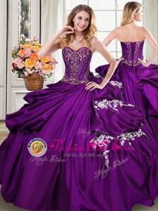 Best Selling Pick Ups Floor Length Ball Gowns Sleeveless Purple Quinceanera Gowns Lace Up