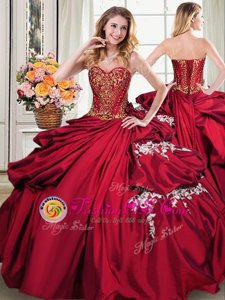 Gorgeous Wine Red Sweetheart Lace Up Beading and Appliques and Pick Ups Quinceanera Dress Sleeveless