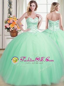 Flirting Floor Length Apple Green Ball Gown Prom Dress Sweetheart Sleeveless Lace Up