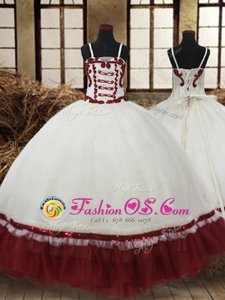 Fantastic Straps Sleeveless Lace Up Floor Length Beading Girls Pageant Dresses