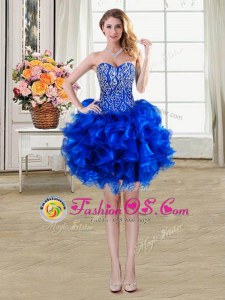 Admirable Sleeveless Beading and Ruffles Lace Up Prom Dress