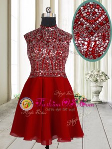 Modern Scoop Sleeveless Zipper Mini Length Beading and Sequins Evening Dress