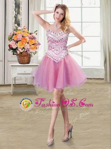 Sleeveless Lace Up Mini Length Beading Dress for Prom